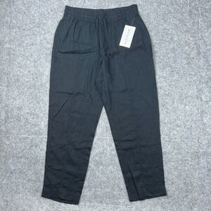 Athleta Pants Womens Medium Black Retreat Linen Ankle‎ Lightweight Beach NEW